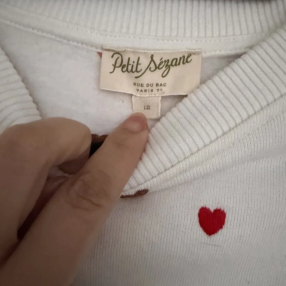 Sezane Cream Sweater with embroidered hearts - Picture 3 of 3